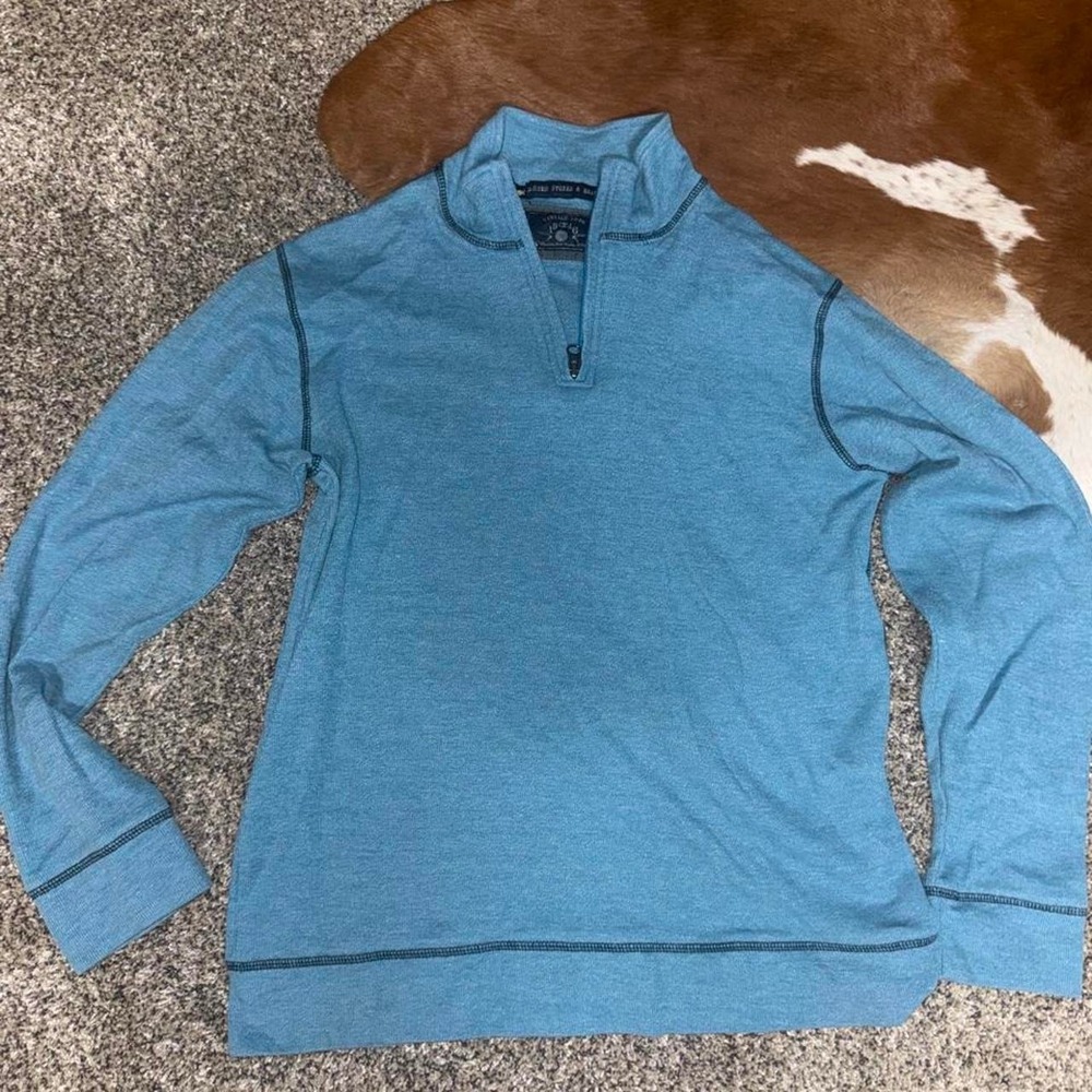 Vintage 1946 Mens Blue Heathered Quarter Zip Pullover Mock Neck Sweater Size M